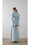 Crepe Dress with Shawl on the Shoulder Blue - 3