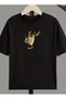 Unisex Oversized K.Tavuk Printed Cotton Crew Neck Short Sleeve Black T-Shirt