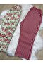Green Floral and Burgundy Striped Plus Size 2-Piece Pajama Bottoms - 3