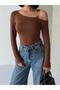 Asymmetrical Neckline Accessory Detail Shoulder Strap Long Sleeve Stylish Diver Blouse