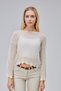 Lace Boat Neck Mesh Knit Cotton Bolero Hollow Out Lace-Like Knit Knitwear Blouse Sweater - 6