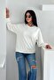 White Modal Fabric Basic Sweatshirt - 5