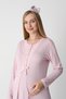 Women's Powder Special Lace Detailed Full Length Design Winter Long Sleeve Maternity Nightgown Nightdress Set - 3