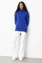 Women's Full Turtleneck Side Slit Wool Sweater K. Cobalt Blue - 2