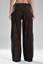 Women's Suede Fabric Paneled Chain Detailed Design Trousers - 3