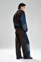 Women's Suede Fabric Paneled Chain Detailed Design Trousers - 7