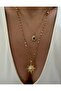 Steel Chain Stone Sun Pendant 53-cm