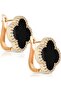 Four Clover Earrings for Women — 18K Gold Plated, Mother of Pearl or Black Agate with Cubic Zircon