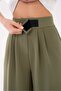 High Waist Velcro Closure Double Pleated Woven Palazzo Pants - 3