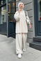 Women's Balloon Sleeve Knitwear Set Beige Color
