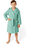 Girls-Boys Children's Bathrobe 100% Cotton |   Hooded – Pocketed – Soft – Piped – Mint Green - 5