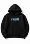 Black Oversized Unisex Van Gogh Starry Night Printed Hooded Sweatshirt