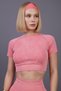 Wash Detailed Short Sleeve Crew Neck Crop Slim Fit Sports T-Shirt