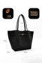 Black Suede Shk159 Faux Leather, Lined, Snap Fastener, Lock Detail Handbag, Arm Bag, and Shoulder Bag - 4
