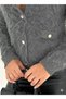 Women's Pearl Buttoned Ornament Pocket Detailed Bearded Knitwear Cardigan - 2