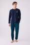 Men's Winter Family Navy Blue Round Neck Long Sleeve Pajama Set - 2