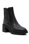 Black Genuine Leather Women's Western Style Heeled Boots Women's Leather Black Mid-Heeled Cowboy Boots - 3