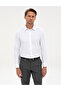 White Slim Fit Line Textured Long Sleeve Shirt 50312340-Vr013