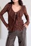 Coffee-Colored Ruffled Lace Blouse - 4