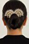 Gold Color Peacock Figured Stone Detailed Bun Hairpin