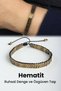 Hematite Natural Stone Antique Yellow Sergeant Cut 6X2Mm Macrame Bracelet