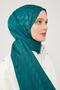 Petrol Green Moon Pattern Jacquard Elegance Shawl - 3