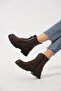 Manilsa Front Zippered Genuine Leather Women's Boots Brown Skin - 3