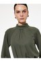 Regular Fit Long Sleeve Mock Neck Draped Blouse - 2