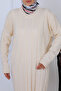 Self-Stripe Knitwear Dress K3021 Cream - 3