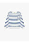 Blue Striped White Girls' Sweatshirt 6Wkg10070Ak