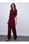 7535 Side Zipper Wide Leg Trousers-Burgundy - 2