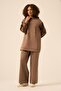 Women's Leather Detailed Suit Light Brown 31245