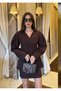 Mini Skirt Pocket Detail Shoulder Pad Balloon Sleeves V-Neck Stitching Button Open Design Equivalent Premium Jacket Suit - 2