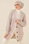 Women's Hijab Compatible Buttoned Oversized Knitwear Cardigan
