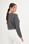 Buttoned Lace-Like Knit Model Pocketed Anthracite Knitwear Cardigan - 5
