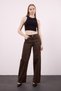 Elena 145 High Waist Leo Brown Wide Leg Pants Women