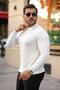 Men's Brass Patterned Long Sleeve Collared Knitwear - 2