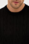 Vaclav Men's Black Hair Braided Cotton Crew Neck Sweater - 2