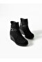 Piuma Black Suede Wedge Heeled Women's Boots - 4