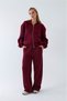 Women's Oversized Tracksuit Set Zip Burgundy – Zippered, Hooded , Wide Leg, 3 Thread Fleece-Lined Fleece - 6