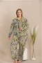 Long Sleeve, Shirt Collar, Patterned, Buttoned All Over, Oversized Women's Pajama Set