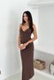 Women's Brown Rope Strap V-Neck Maxi Length Dress - 4