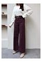 Seam Detail Wide-Leg Stretch Fabric Trousers