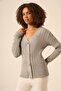 Women's Openwork V-Neck Knitwear Cardigan Gray 25237 - 4