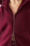 Women's Oversized Tracksuit Set Zip Burgundy – Zippered, Hooded , Wide Leg, 3 Thread Fleece-Lined Fleece - 7