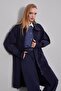 Navy Blue Cap with Quilted Detail on the Sleeve - 3
