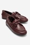 Serelis Burgundy Skin Genuine Leather Lace-Up Women's Loafer Shoes
