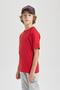 Boy's Red Crew Neck Short Sleeve School T-Shirt K1687A624Sm - 4