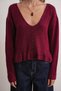 6954 women's ruffle detailed v-neck knit sweater burgundy - 5
