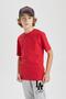 Boy's Red Crew Neck Short Sleeve School T-Shirt K1687A624Sm - 3